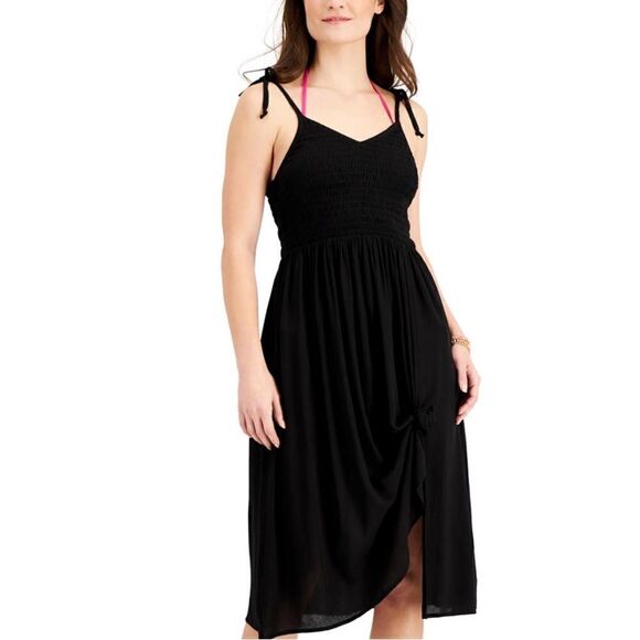 Miken Juniors Smocked MIDI Dress Cover-up Women S Swimsuit - Picture 2 of 8